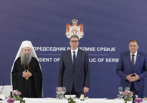 Патријарх Порфирије и отачаствени архијереји код председника Вучића